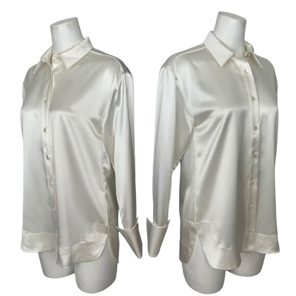 SER.O.YA Zucker Shirt Blouse XS Long Sleeve Button Front French Cuff Relaxed Fit - Picture 3 of 12